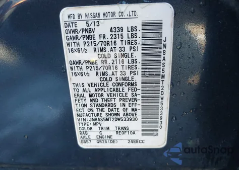 2013 Nissan Rogue S from USA, damaged, VIN JN8AS5MT2DW533930